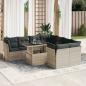 Preview: ARDEBO.de - 9-tlg. Garten-Sofagarnitur mit Kissen Hellgrau Poly Rattan