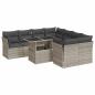 Preview: 9-tlg. Garten-Sofagarnitur mit Kissen Hellgrau Poly Rattan