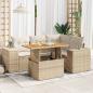 Preview: ARDEBO.de - 5-tlg. Garten-Sofagarnitur mit Kissen Beige Poly Rattan