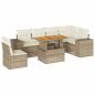 Preview: 7-tlg. Garten-Sofagarnitur mit Kissen Beige Poly Rattan