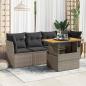 Preview: ARDEBO.de - 5-tlg. Garten-Sofagarnitur mit Kissen Grau Poly Rattan
