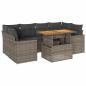 Preview: 7-tlg. Garten-Sofagarnitur mit Kissen Grau Poly Rattan