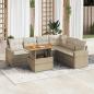 Preview: ARDEBO.de - 7-tlg. Garten-Sofagarnitur mit Kissen Beige Poly Rattan