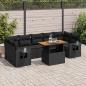 Preview: ARDEBO.de - 8-tlg. Garten-Sofagarnitur mit Kissen Schwarz Poly Rattan