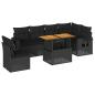 Preview: 7-tlg. Garten-Sofagarnitur mit Kissen Schwarz Poly Rattan