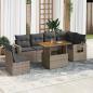 Preview: ARDEBO.de - 7-tlg. Garten-Sofagarnitur mit Kissen Grau Poly Rattan