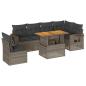 Preview: 7-tlg. Garten-Sofagarnitur mit Kissen Grau Poly Rattan