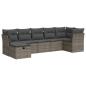 Preview: 7-tlg. Garten-Sofagarnitur mit Kissen Grau Poly Rattan