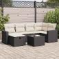 Preview: ARDEBO.de - 7-tlg. Garten-Sofagarnitur mit Kissen Schwarz Poly Rattan