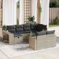 Preview: ARDEBO.de - 11-tlg. Garten-Sofagarnitur mit Kissen Hellgrau Poly Rattan
