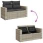 Preview: 11-tlg. Garten-Sofagarnitur mit Kissen Hellgrau Poly Rattan
