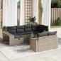 Preview: ARDEBO.de - 11-tlg. Garten-Sofagarnitur mit Kissen Grau Poly Rattan