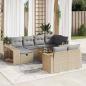 Preview: ARDEBO.de - 11-tlg. Garten-Sofagarnitur mit Kissen Beige Poly Rattan
