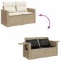 Preview: 4-tlg. Garten-Sofagarnitur mit Kissen Beige Poly Rattan