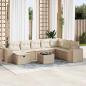 Preview: ARDEBO.de - 9-tlg. Garten-Sofagarnitur mit Kissen Beige Poly Rattan