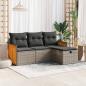 Preview: ARDEBO.de - 4-tlg. Garten-Sofagarnitur mit Kissen Grau Poly Rattan