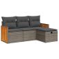 Preview: 4-tlg. Garten-Sofagarnitur mit Kissen Grau Poly Rattan