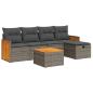 Preview: 6-tlg. Garten-Sofagarnitur mit Kissen Grau Poly Rattan