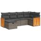 Preview: 6-tlg. Garten-Sofagarnitur mit Kissen Grau Poly Rattan
