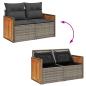 Preview: 6-tlg. Garten-Sofagarnitur mit Kissen Grau Poly Rattan
