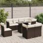 Preview: ARDEBO.de - 9-tlg. Garten-Sofagarnitur mit Kissen Braun Poly Rattan