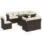 Preview: 9-tlg. Garten-Sofagarnitur mit Kissen Braun Poly Rattan