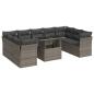 Preview: 10-tlg. Garten-Sofagarnitur mit Kissen Grau Poly Rattan