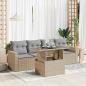 Preview: ARDEBO.de - 5-tlg. Garten-Sofagarnitur mit Kissen Beige Poly Rattan