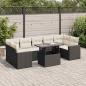 Preview: ARDEBO.de - 8-tlg. Garten-Sofagarnitur mit Kissen Schwarz Poly Rattan