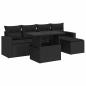 Preview: 6-tlg. Garten-Sofagarnitur mit Kissen Schwarz Poly Rattan