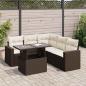 Preview: ARDEBO.de - 6-tlg. Garten-Sofagarnitur mit Kissen Braun Poly Rattan
