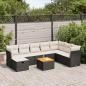 Preview: ARDEBO.de - 9-tlg. Garten-Sofagarnitur mit Kissen Schwarz Poly Rattan