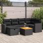 Preview: ARDEBO.de - 7-tlg. Garten-Sofagarnitur mit Kissen Schwarz Poly Rattan