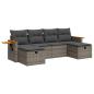 Preview: 6-tlg. Garten-Sofagarnitur mit Kissen Grau Poly Rattan