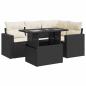 Preview: 5-tlg. Garten-Sofagarnitur mit Kissen Schwarz Poly Rattan