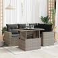 Preview: ARDEBO.de - 5-tlg. Garten-Sofagarnitur mit Kissen Grau Poly Rattan