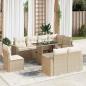 Preview: ARDEBO.de - 9-tlg. Garten-Sofagarnitur mit Kissen Beige Poly Rattan