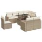 Preview: 9-tlg. Garten-Sofagarnitur mit Kissen Beige Poly Rattan