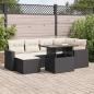 Preview: ARDEBO.de - 7-tlg. Garten-Sofagarnitur mit Kissen Schwarz Poly Rattan