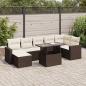 Preview: ARDEBO.de - 8-tlg. Garten-Sofagarnitur mit Kissen Braun Poly Rattan