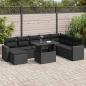 Preview: ARDEBO.de - 9-tlg. Garten-Sofagarnitur mit Kissen Schwarz Poly Rattan