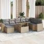Preview: ARDEBO.de - 9-tlg. Garten-Sofagarnitur mit Kissen Beige Poly Rattan