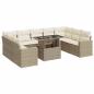 Preview: 10-tlg. Garten-Sofagarnitur mit Kissen Beige Poly Rattan