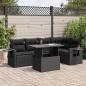 Preview: ARDEBO.de - 6-tlg. Garten-Sofagarnitur mit Kissen Schwarz Poly Rattan