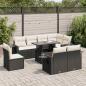 Preview: ARDEBO.de - 9-tlg. Garten-Sofagarnitur mit Kissen Schwarz Poly Rattan