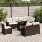 Preview: ARDEBO.de - 9-tlg. Garten-Sofagarnitur mit Kissen Braun Poly Rattan