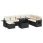 Preview: 9-tlg. Garten-Sofagarnitur mit Kissen Schwarz Poly Rattan