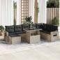 Preview: ARDEBO.de - 9-tlg. Garten-Sofagarnitur mit Kissen Hellgrau Poly Rattan