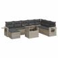 Preview: 9-tlg. Garten-Sofagarnitur mit Kissen Hellgrau Poly Rattan