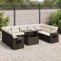 Preview: ARDEBO.de - 10-tlg. Garten-Sofagarnitur mit Kissen Braun Poly Rattan